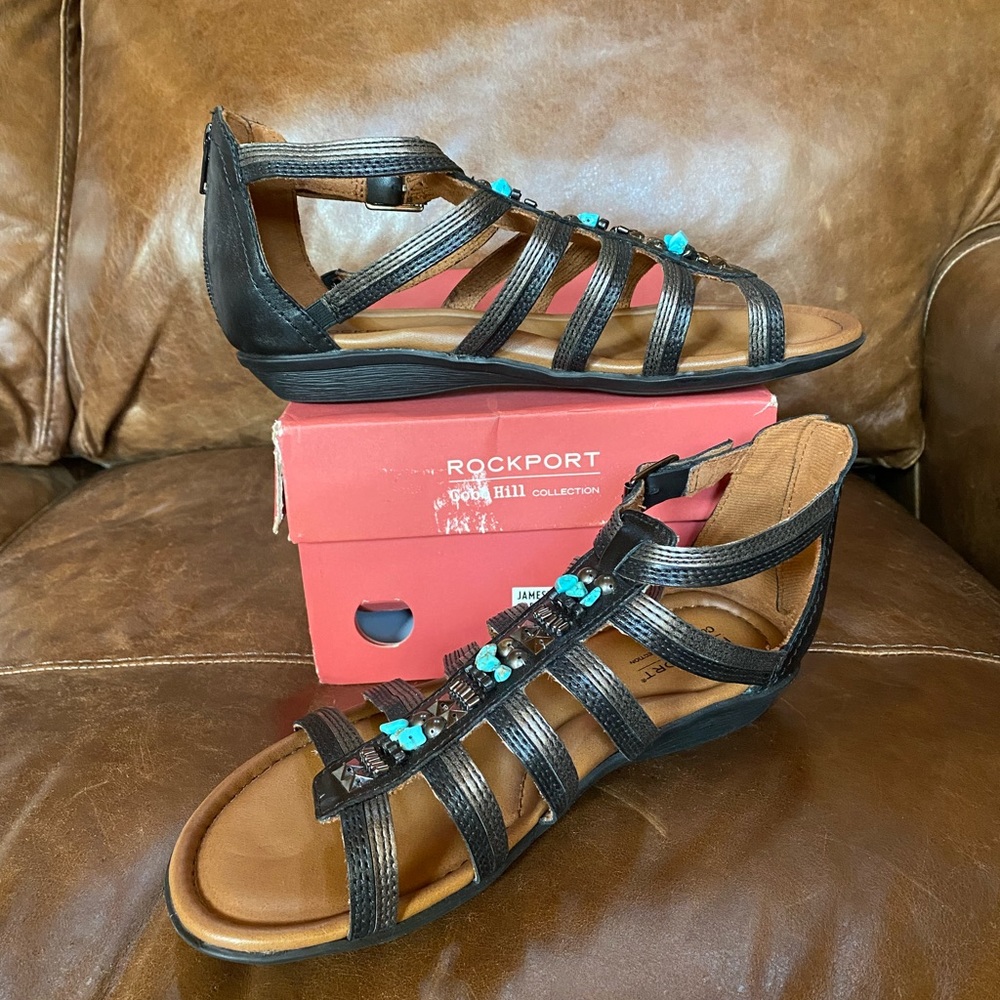 Rockport Cobb Hill Jamestown Gladiator Sandals 7W New In Box